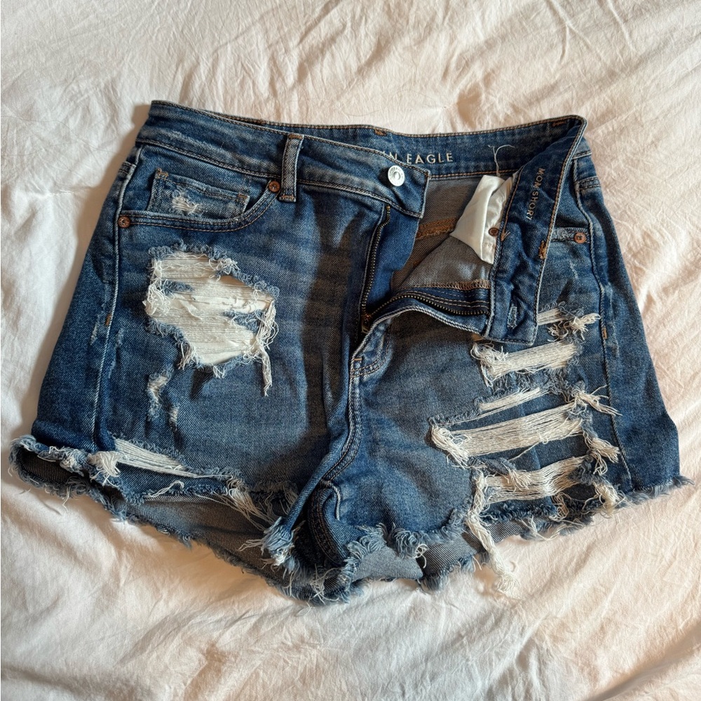 american eagle mom short, size: 10, color: light blue